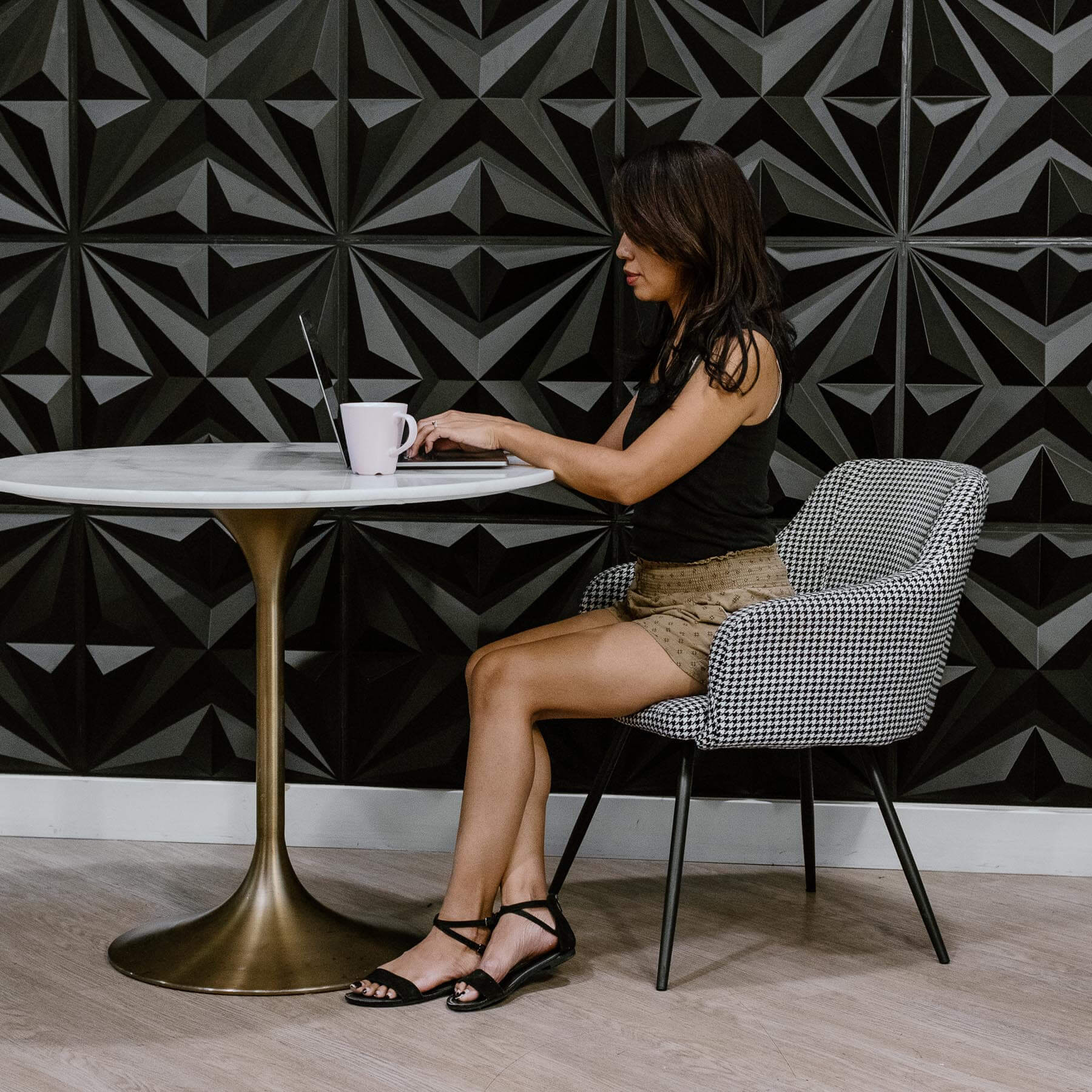 vivian-wordpress-squarespace-web-designer-bottega-exchange-feb2023-85 Planning for website design services with a planner, coffee, and office supplies