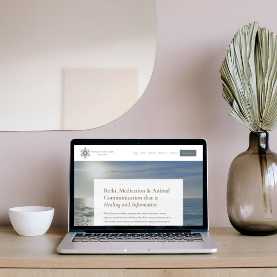 Small business responsive website design on a laptop for Molly Stevens Healing by Desert Rose Design & Photo Co. Small business responsive website design on a laptop for Molly Stevens Healing by Desert Rose Design & Photo Co.