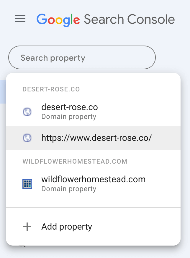 Google Search Console Add Property
